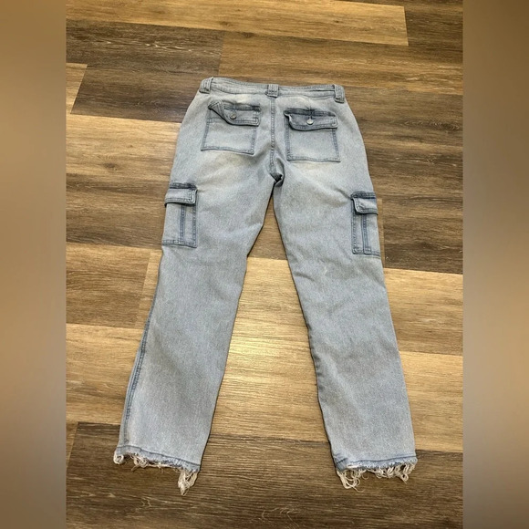Kancan Jeans Winston High-Rise Cargo Slim Straight Size 7/27 Light Wash Denim - Picture 12 of 13